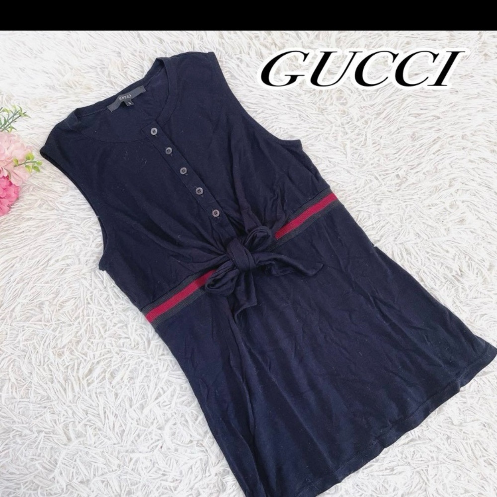Gucci Women's Black Top with Red Accent